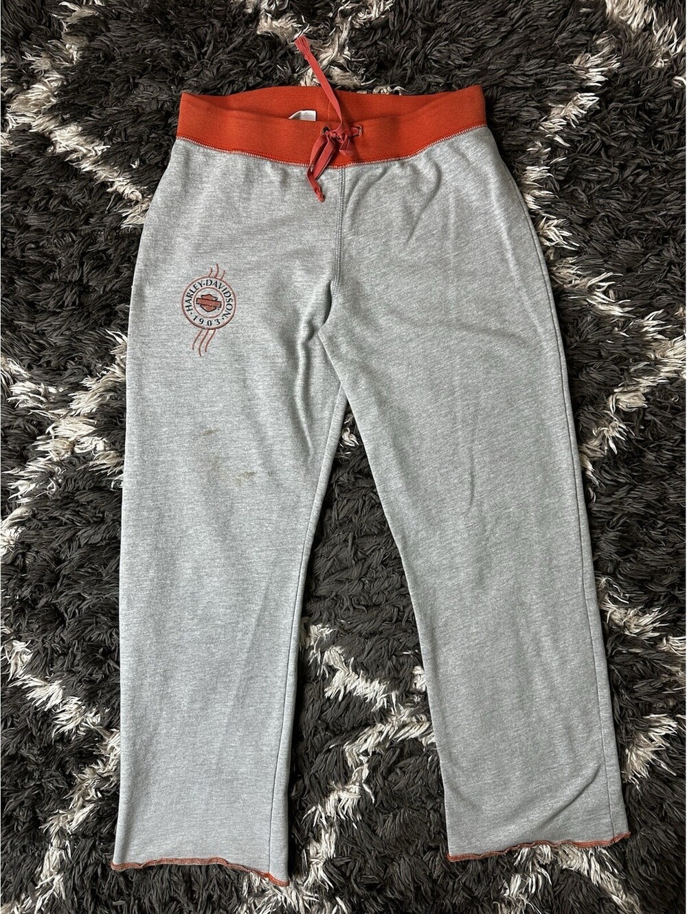 Vintage Harley Davidson Sweatpants Mens Medium Grey Fleece Joggers Lounge Pants